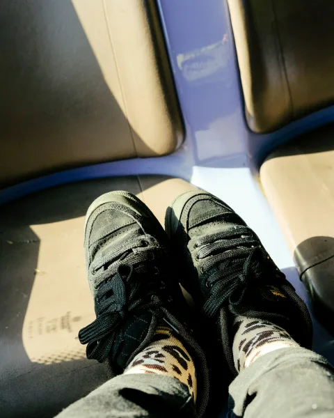 Feet up on the seat
